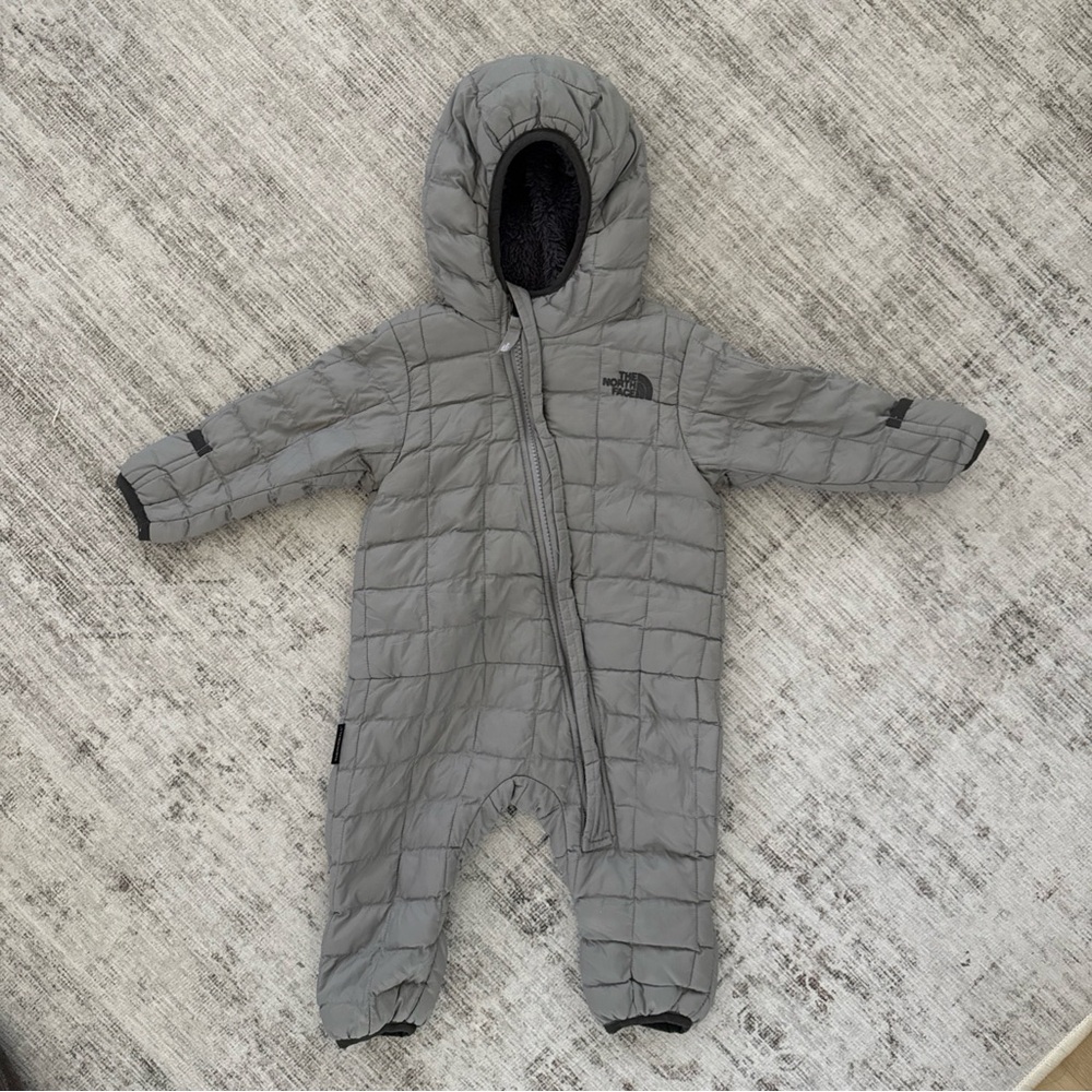 The North Face Kids Gray Quilted Footie